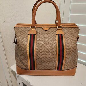 Vintage Gucci GG Striped Duffle Carry-On Travel Bag